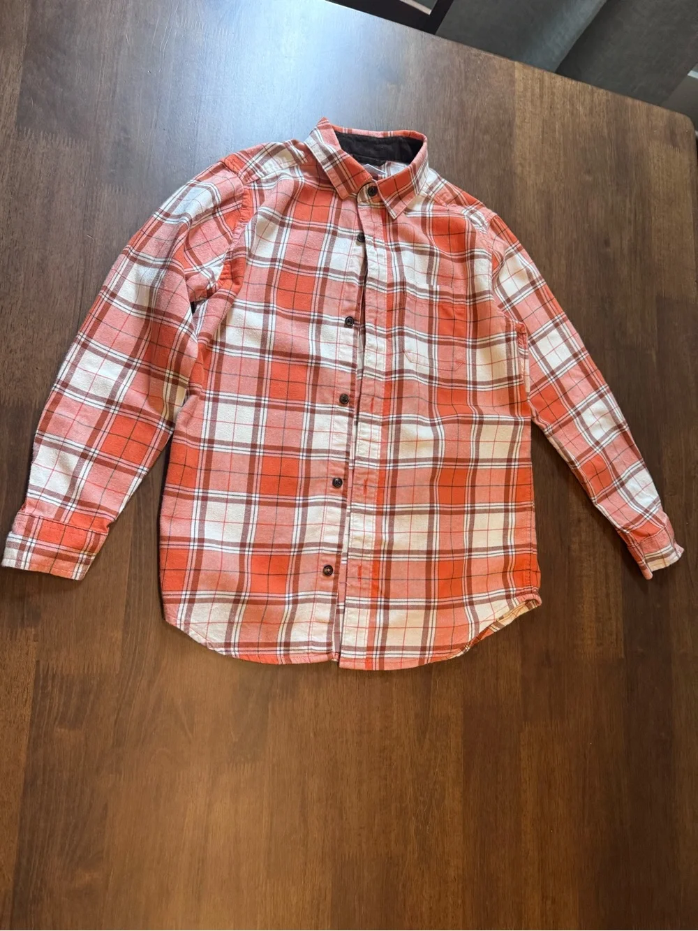 Gymboree Orange & White Plaid Button-Up Shirt